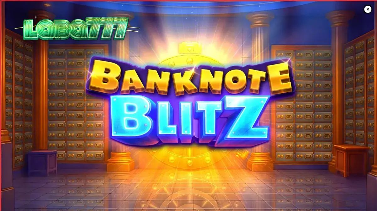 Tampilan visual mewah dari slot Banknote Blitz dengan elemen brankas bank